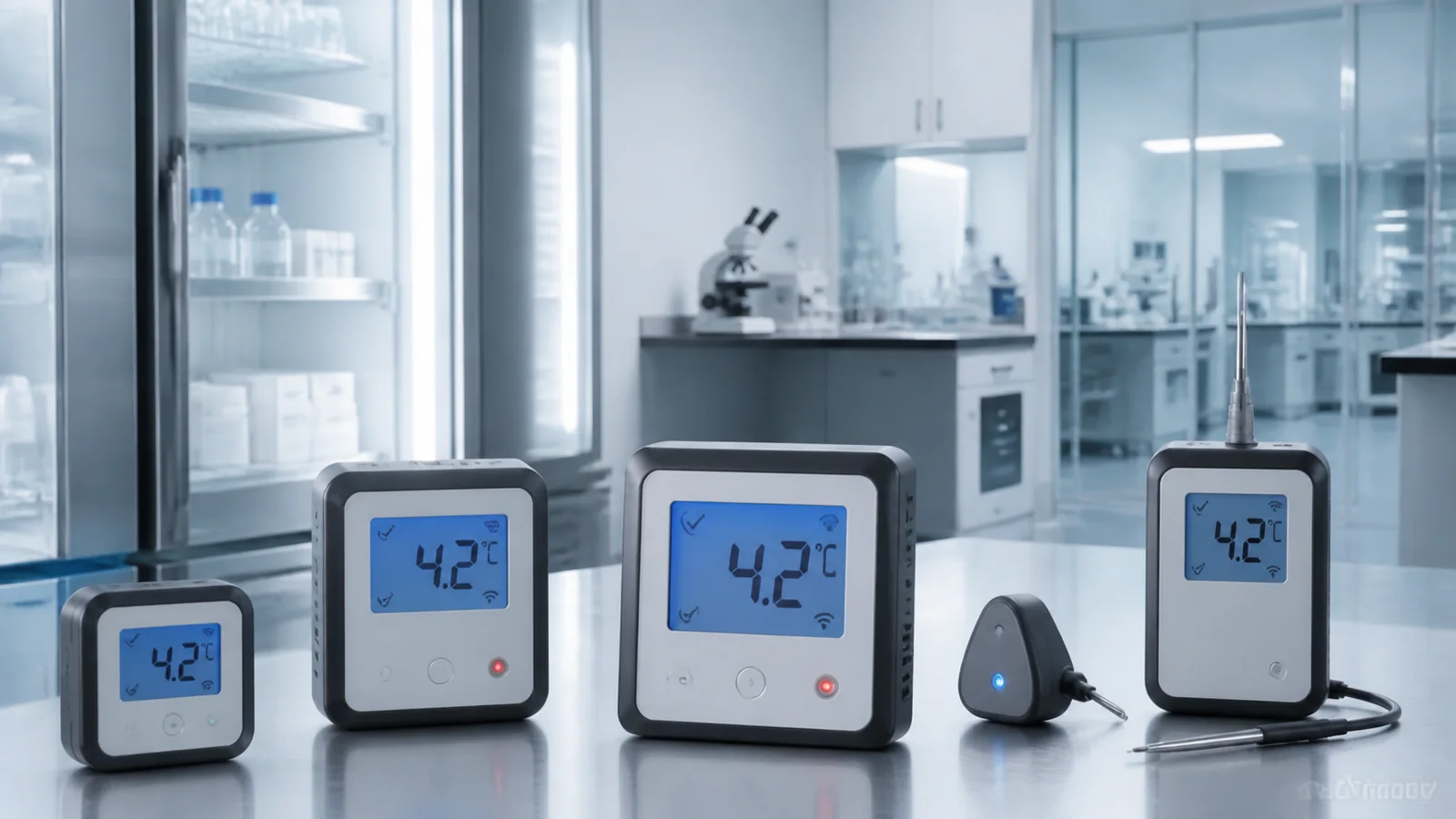 Mise en situation éditoriale d'un alarme de température de laboratoire dans son contexte d'usage professionnel