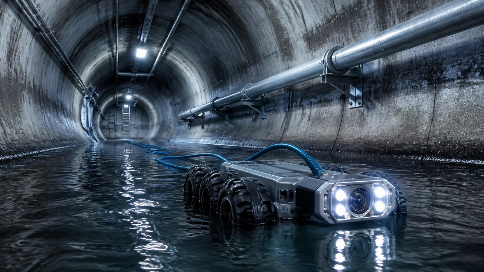 Mise en situation éditoriale d'un robot d’inspection de canalisation dans son contexte d'usage professionnel