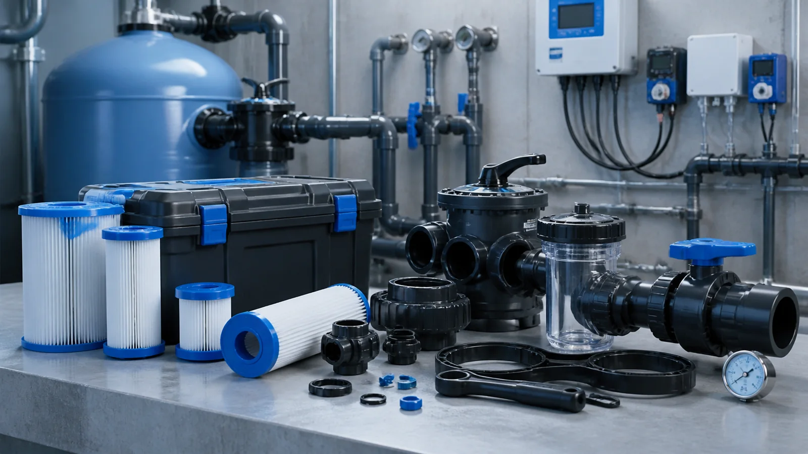 Mise en situation éditoriale d'un kit de contrôle pour piscine collective dans son contexte d'usage professionnel