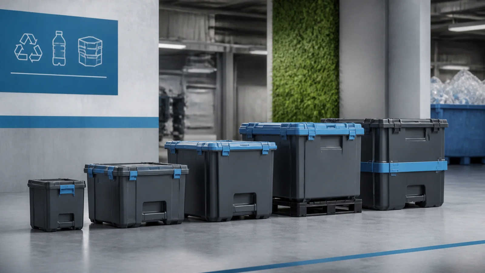 Mise en situation éditoriale d'un conteneur de recyclage traçable dans son contexte d'usage professionnel