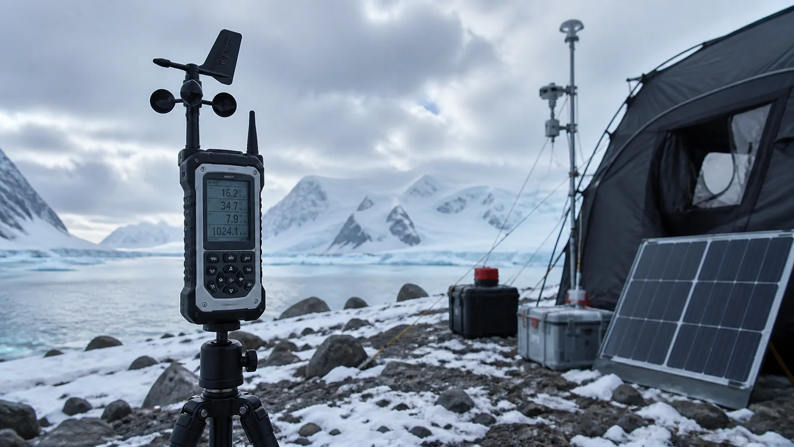 Mise en situation éditoriale d'un station météo d'expédition dans son contexte d'usage professionnel