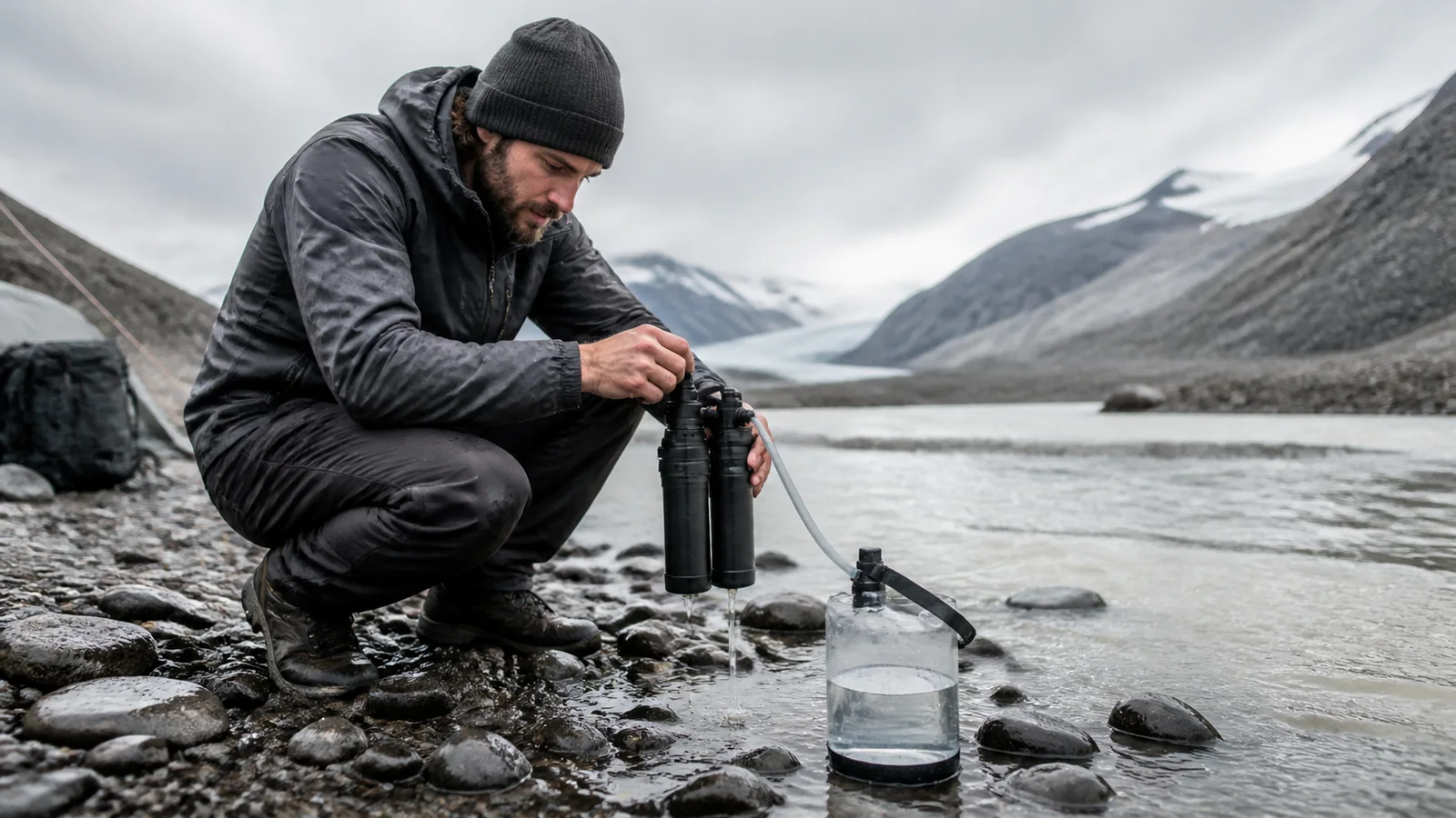 Mise en situation éditoriale d'un filtre à eau robuste dans son contexte d'usage professionnel