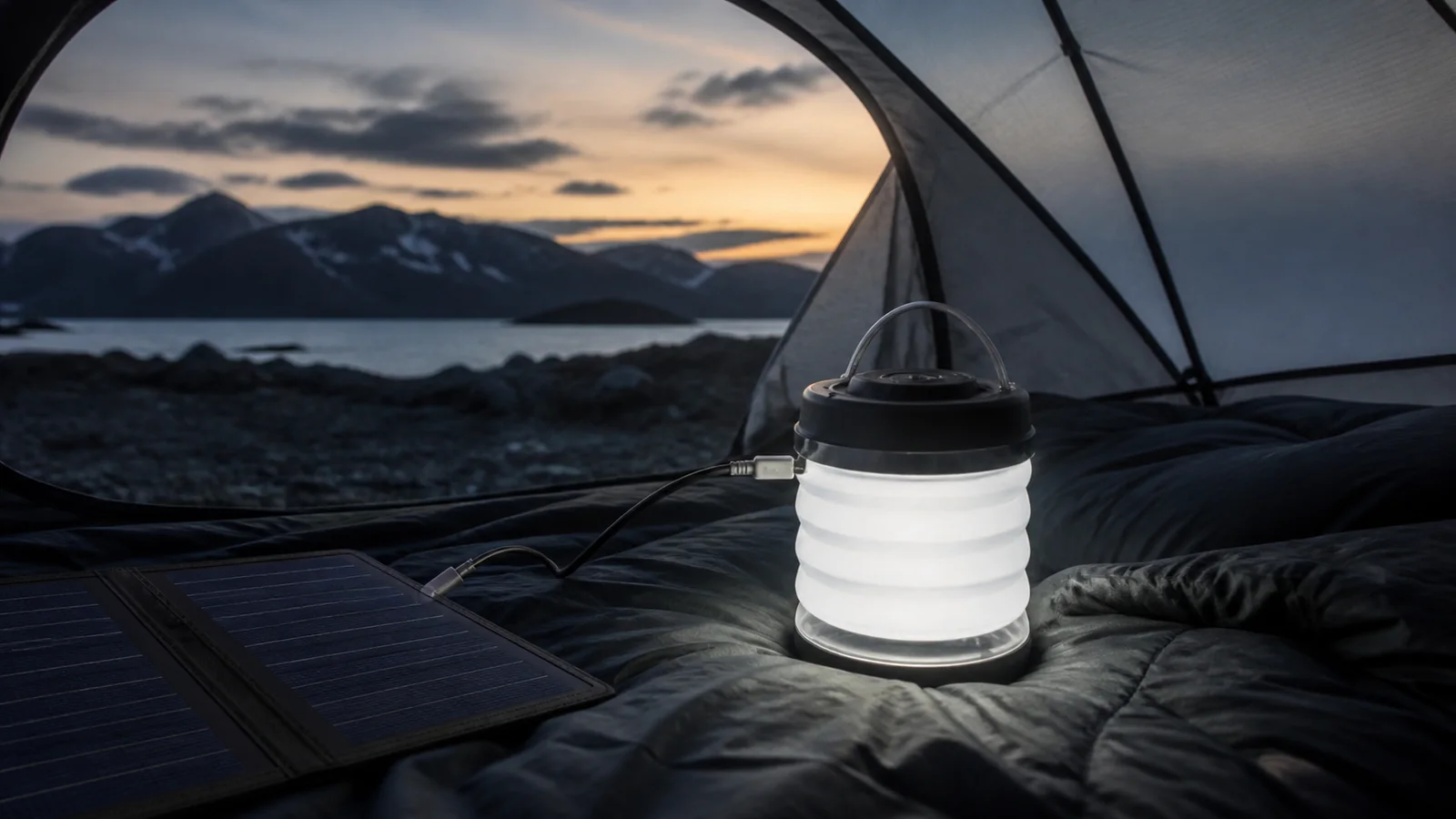 Mise en situation éditoriale d'un lampe solaire pour zone isolée dans son contexte d'usage professionnel