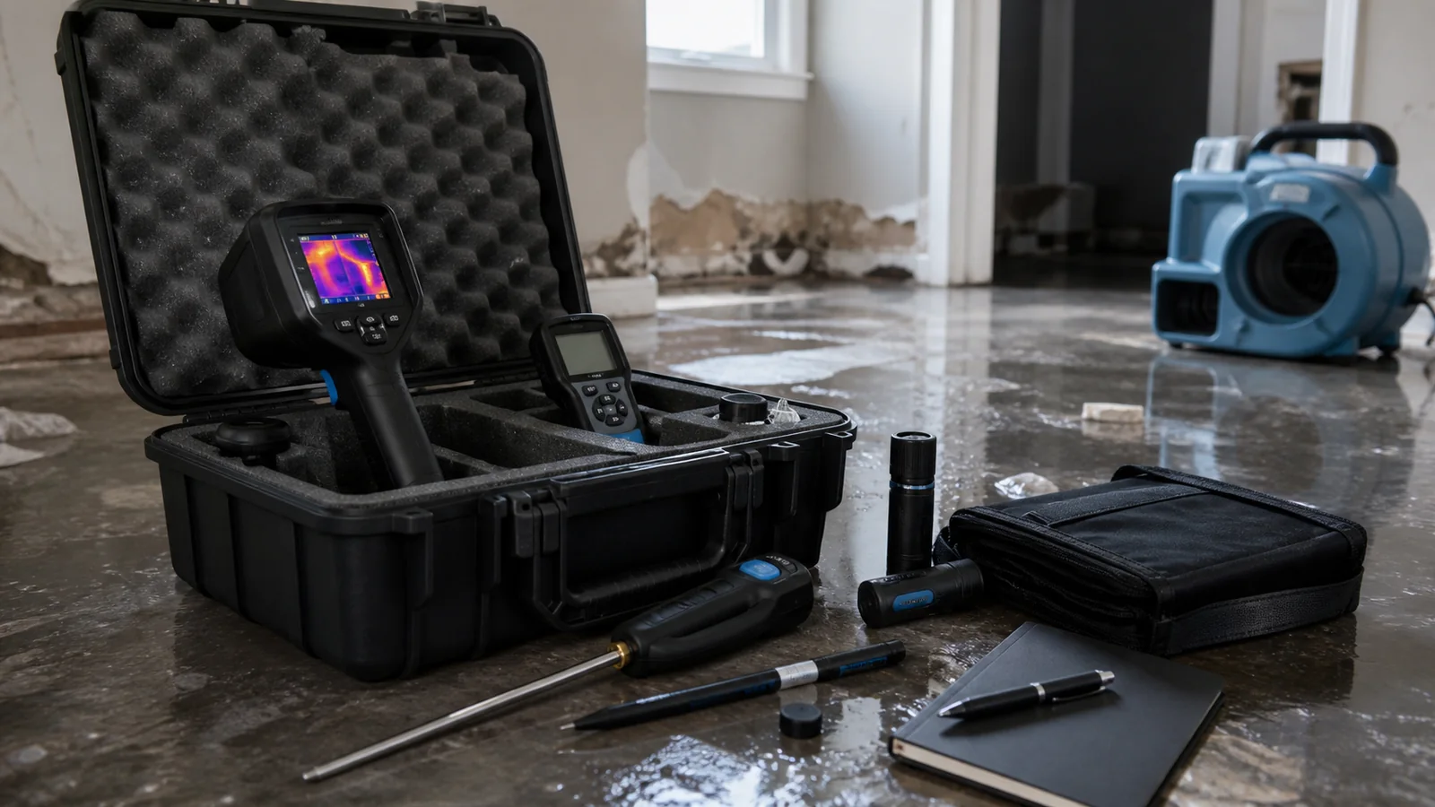 Mise en situation éditoriale d'un kit de diagnostic d'un dégât des eaux dans son contexte d'usage professionnel