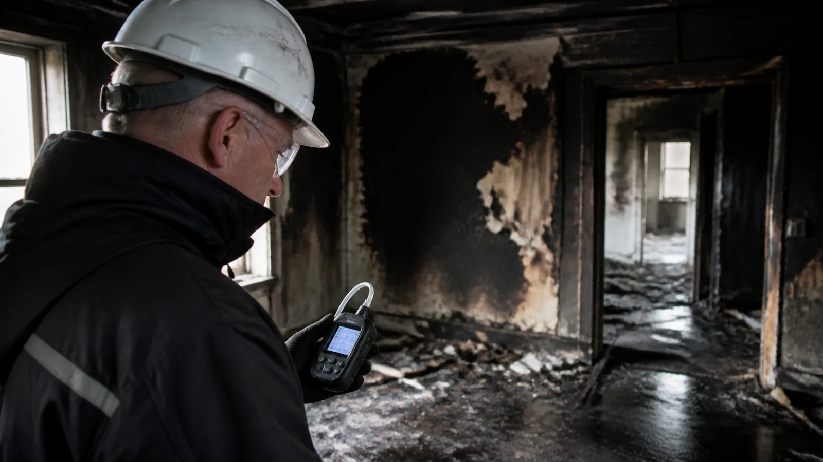 Mise en situation éditoriale d'un détecteur après incendie dans son contexte d'usage professionnel