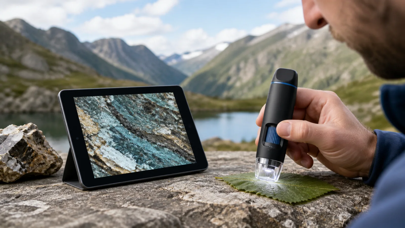 Mise en situation éditoriale d'un microscope portable dans son contexte d'usage professionnel