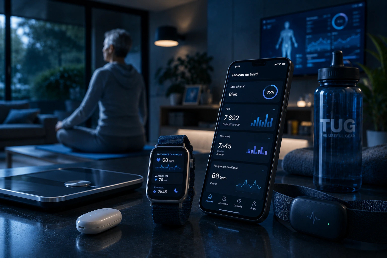 Intérieur calme avec objets de confort et autonomie au quotidien.